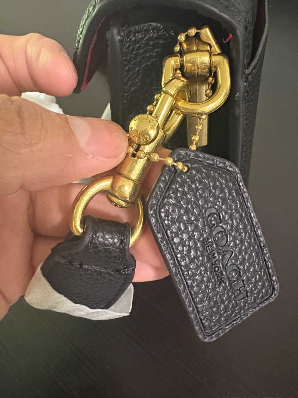 Coach Black Pebbled Leather Crossbody with Gold 'C' Accent - Picture 2 of 4